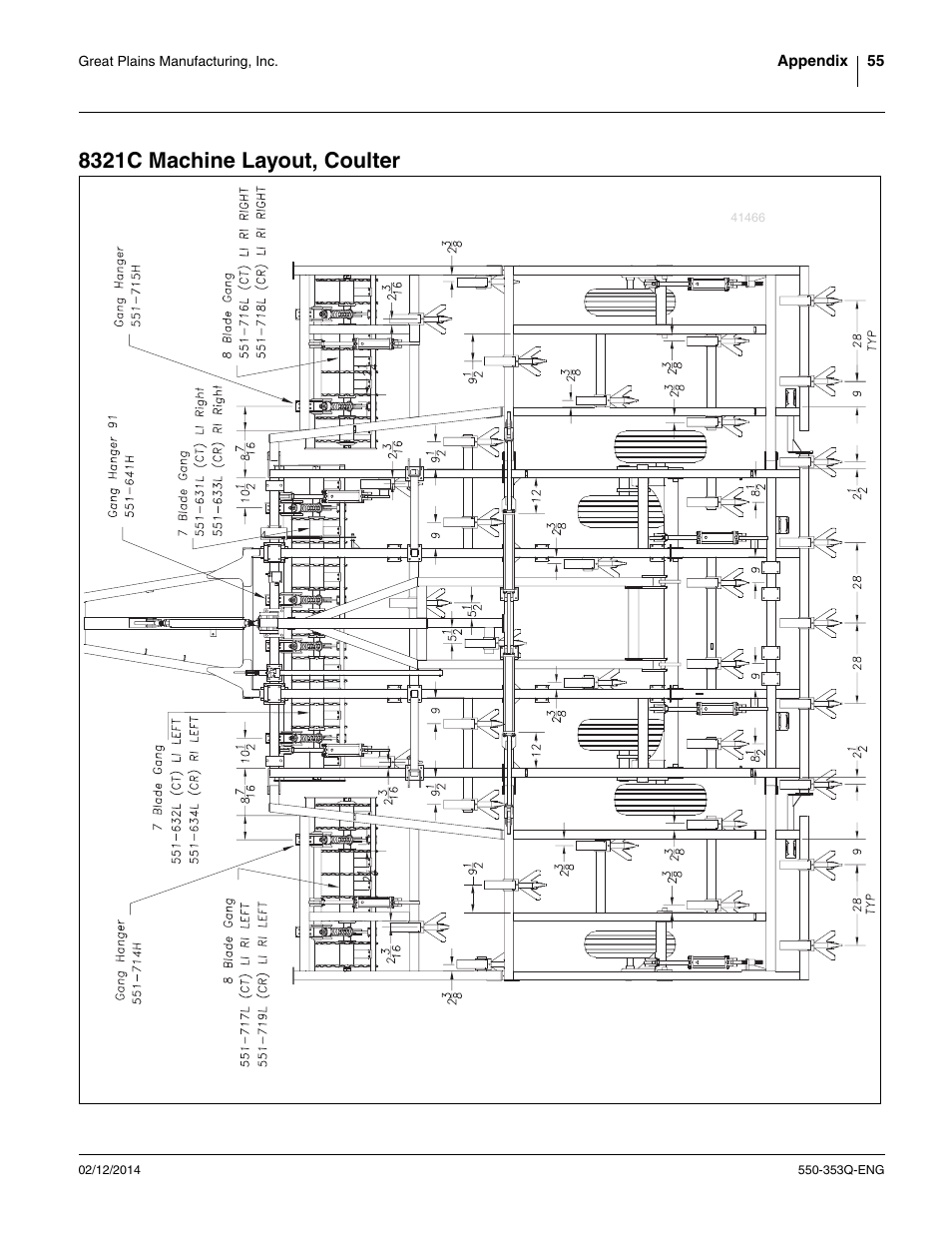 8321c machine layout, coulter | Great Plains DVN8552 Assembly Manual User Manual | Page 59 / 140