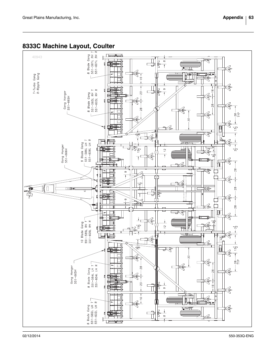 8333c machine layout, coulter | Great Plains DVN8552 Assembly Manual User Manual | Page 67 / 140