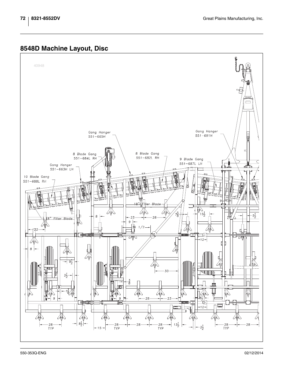 8548d machine layout, disc | Great Plains DVN8552 Assembly Manual User Manual | Page 76 / 140