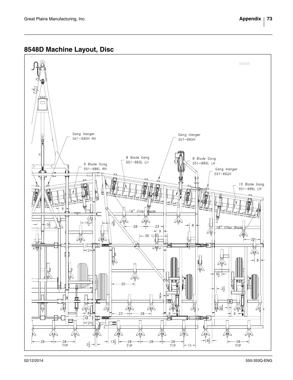 8548d machine layout, disc | Great Plains DVN8552 Assembly Manual User Manual | Page 77 / 140