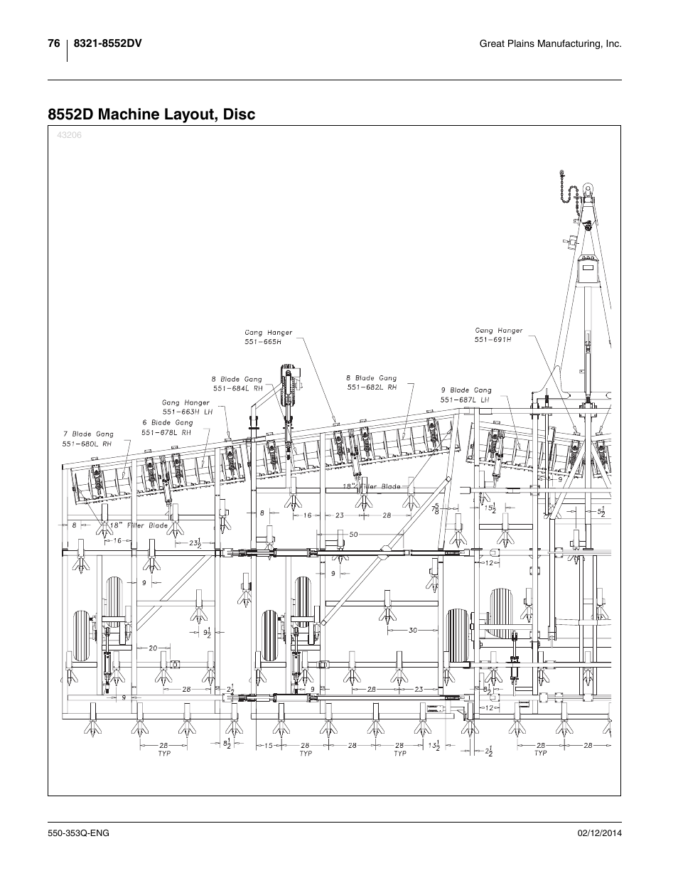 8552d machine layout, disc | Great Plains DVN8552 Assembly Manual User Manual | Page 80 / 140