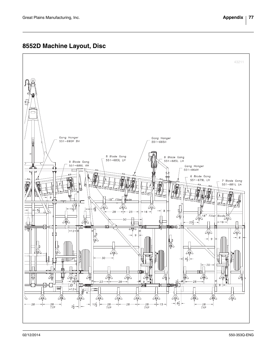 8552d machine layout, disc | Great Plains DVN8552 Assembly Manual User Manual | Page 81 / 140