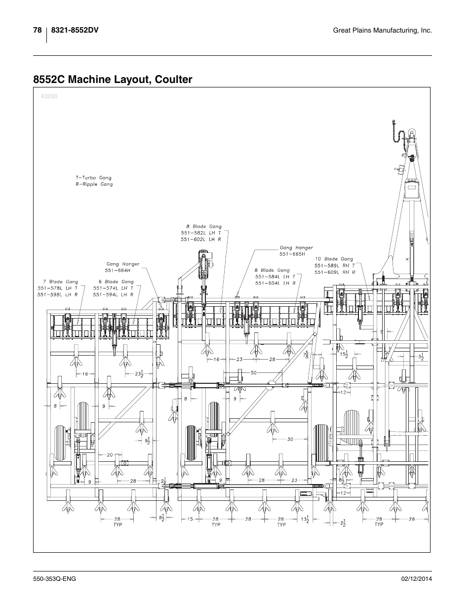 8552c machine layout, coulter | Great Plains DVN8552 Assembly Manual User Manual | Page 82 / 140