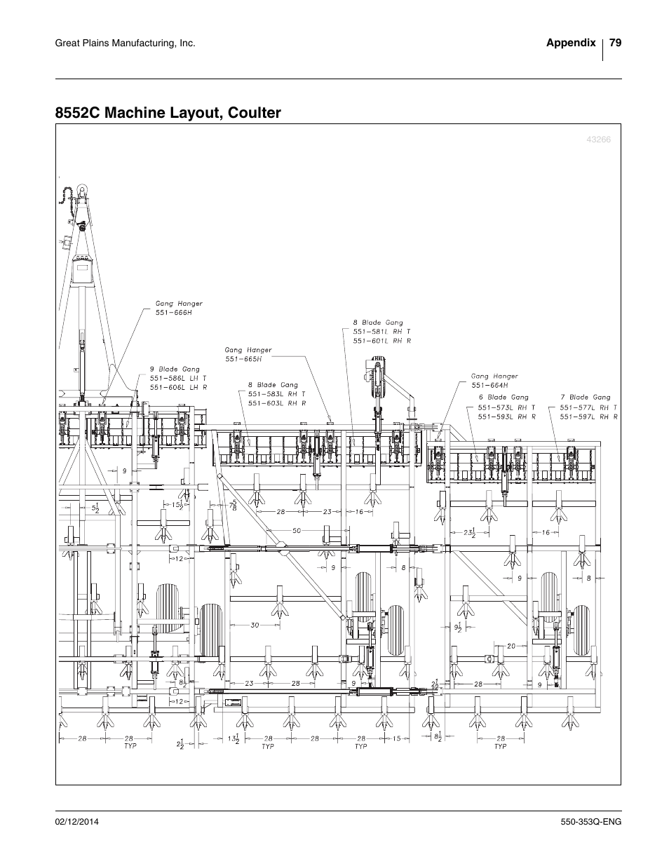 8552c machine layout, coulter | Great Plains DVN8552 Assembly Manual User Manual | Page 83 / 140