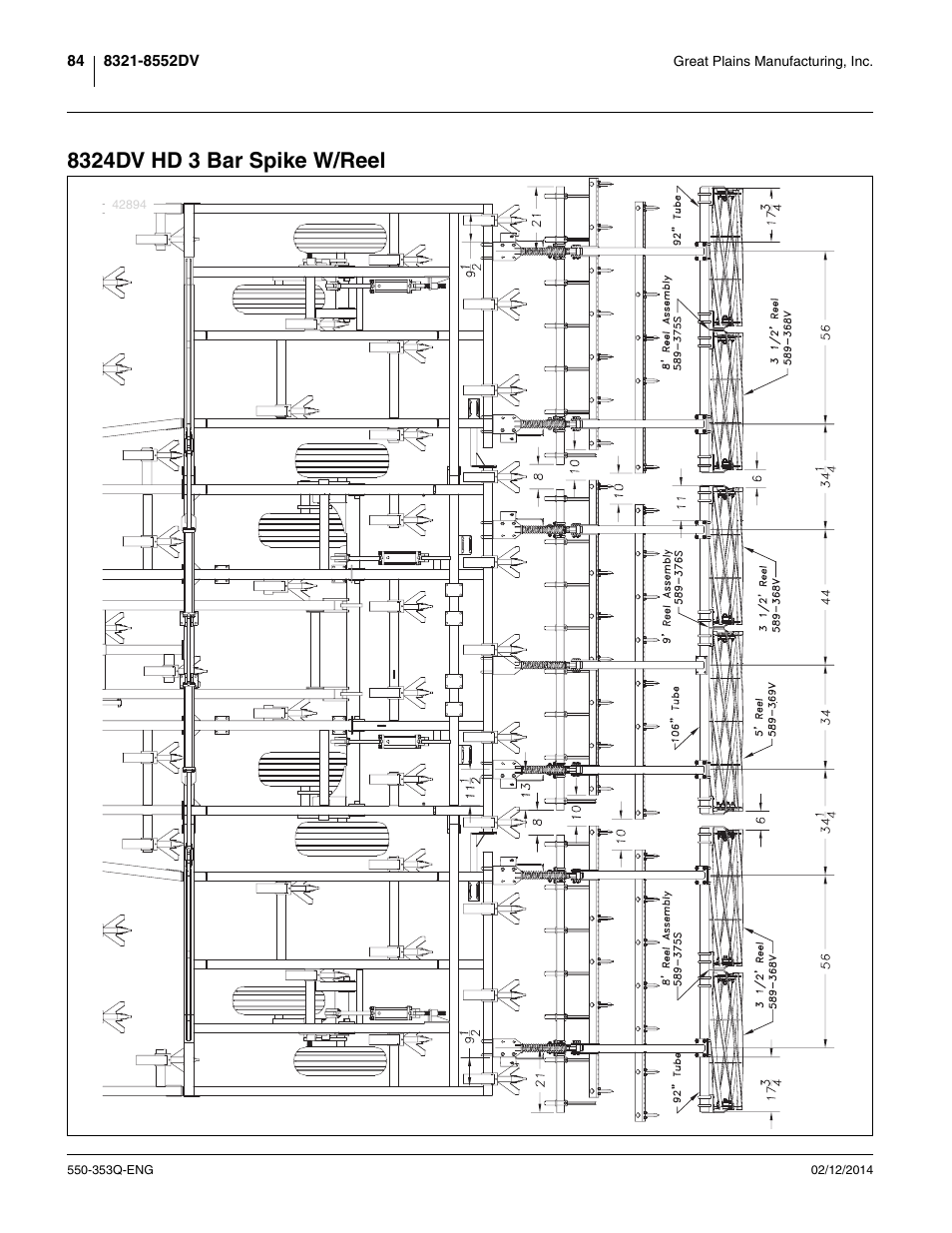 8324dv hd 3 bar spike w/reel | Great Plains DVN8552 Assembly Manual User Manual | Page 88 / 140