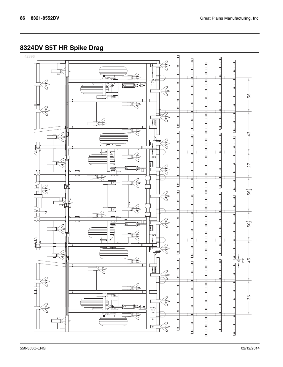 8324dv s5t hr spike drag | Great Plains DVN8552 Assembly Manual User Manual | Page 90 / 140