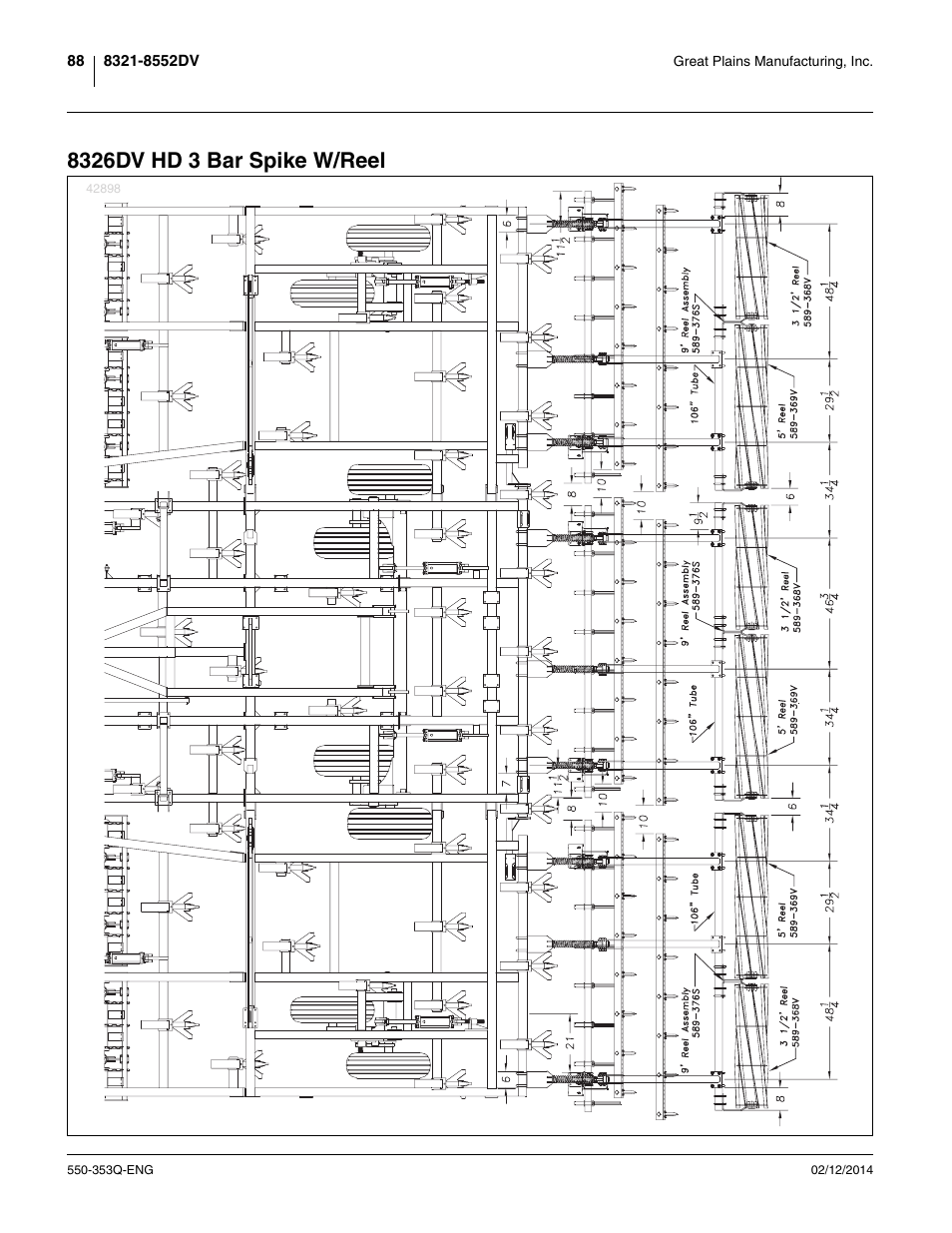 8326dv hd 3 bar spike w/reel | Great Plains DVN8552 Assembly Manual User Manual | Page 92 / 140