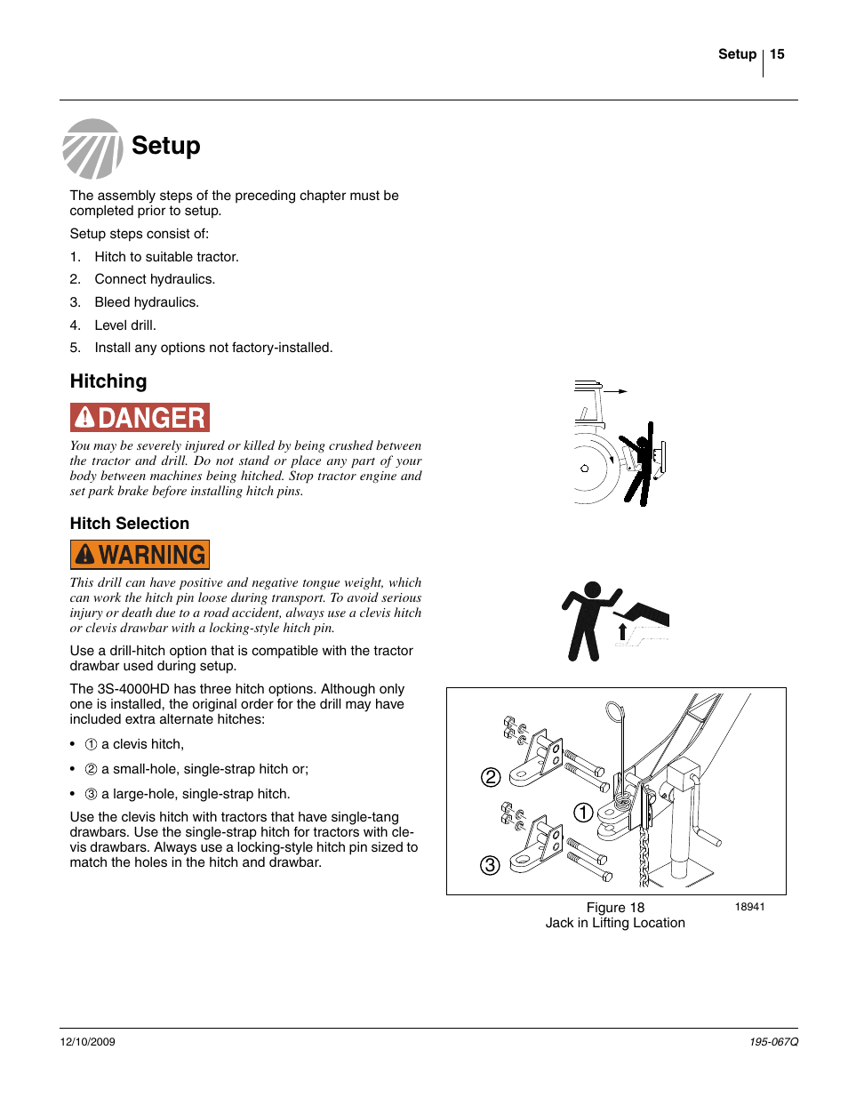 Setup, Hitching, Hitch selection | Setup hitching | Great Plains 3S-4000HDF Predelivery Manual User Manual | Page 17 / 42