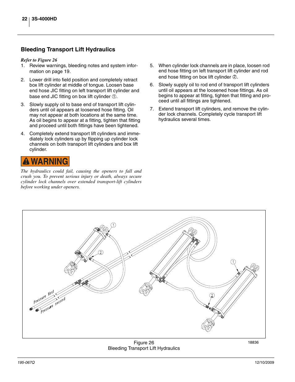 Bleeding transport lift hydraulics | Great Plains 3S-4000HDF Predelivery Manual User Manual | Page 24 / 42