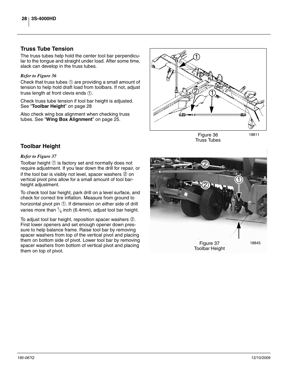 Truss tube tension, Toolbar height, Truss tube tension toolbar height | Great Plains 3S-4000HDF Predelivery Manual User Manual | Page 30 / 42