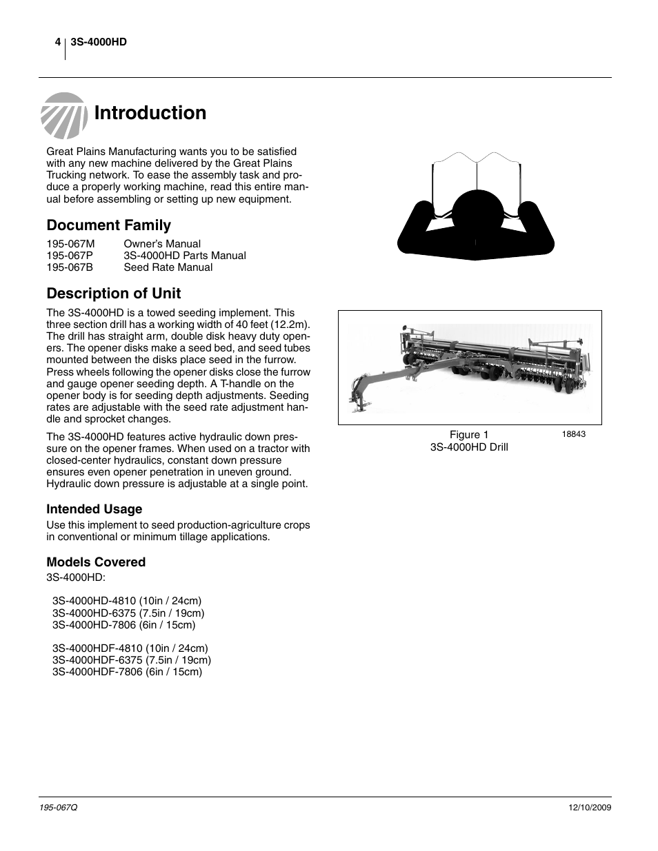 Introduction, Document family, Description of unit | Intended usage, Models covered, Introduction document family description of unit, Intended usage models covered | Great Plains 3S-4000HDF Predelivery Manual User Manual | Page 6 / 42