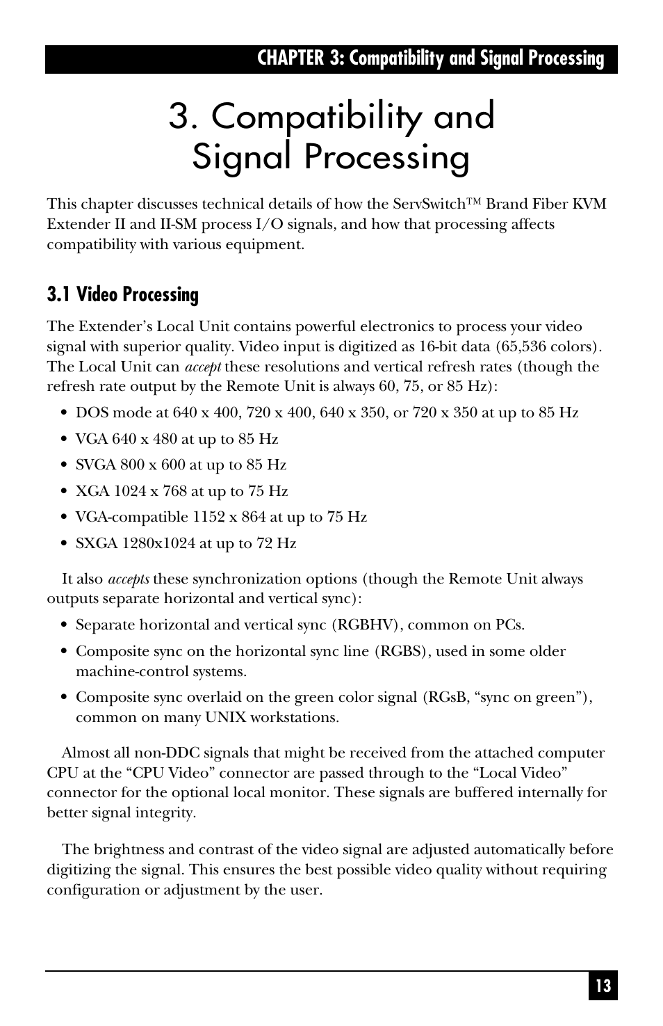 Compatibility and signal processing | Black Box ACS251A User Manual | Page 14 / 28