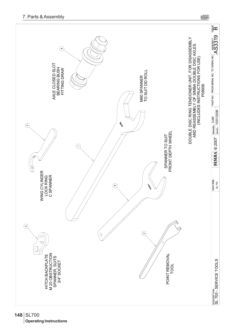 Bas 3319, Sl700, 148 7. parts & assembly | Great Plains SL700 Assembly 2009 Instructions User Manual | Page 112 / 114