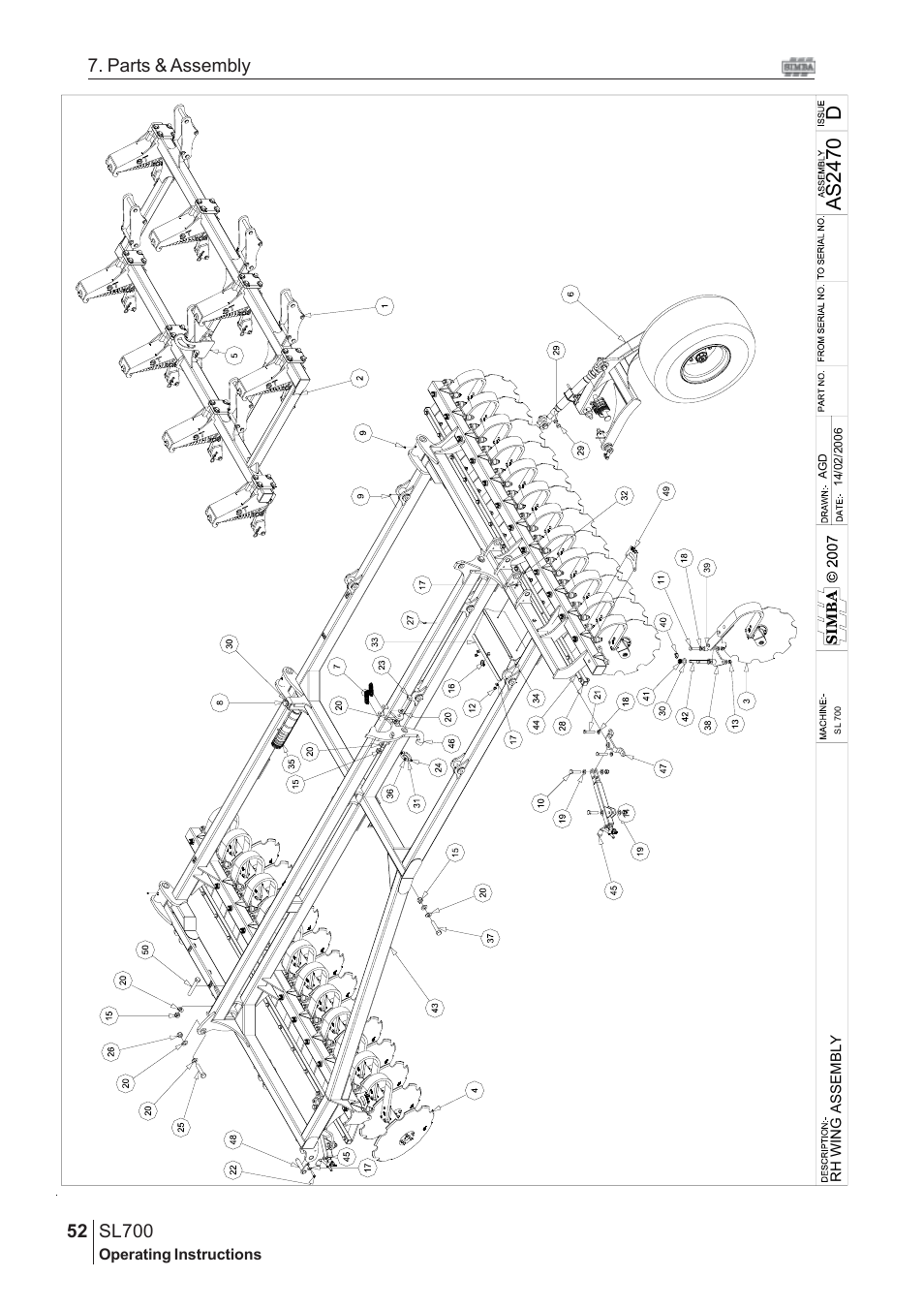 Da s 24 70 | Great Plains SL700 Assembly 2009 Instructions User Manual | Page 16 / 114