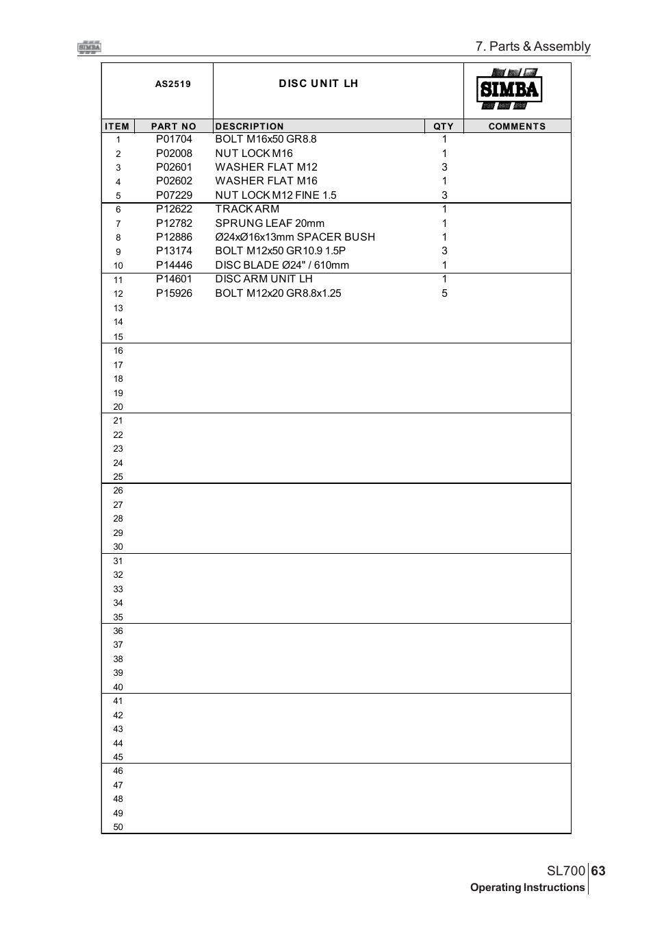Parts & assembly | Great Plains SL700 Assembly 2009 Instructions User Manual | Page 27 / 114