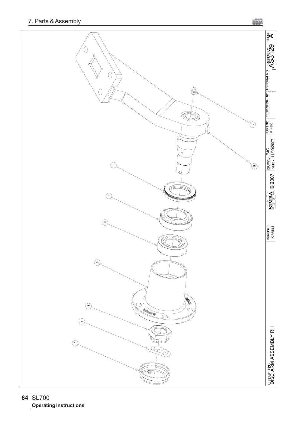 Aas 3129, Sl700, 64 7. parts & assembly | Great Plains SL700 Assembly 2009 Instructions User Manual | Page 28 / 114