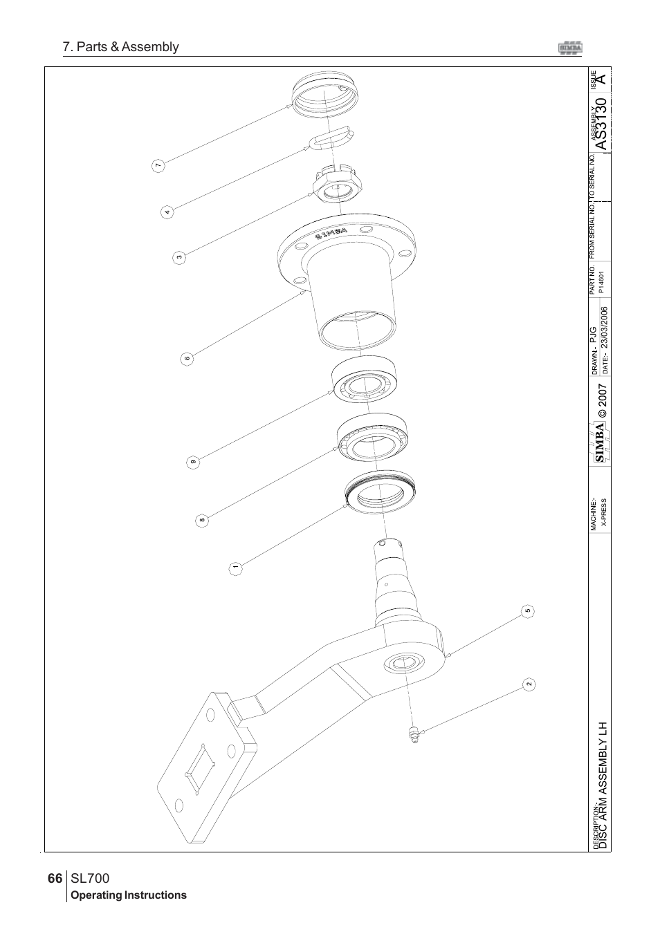 Aas 3130, Sl700, 66 7. parts & assembly | Great Plains SL700 Assembly 2009 Instructions User Manual | Page 30 / 114