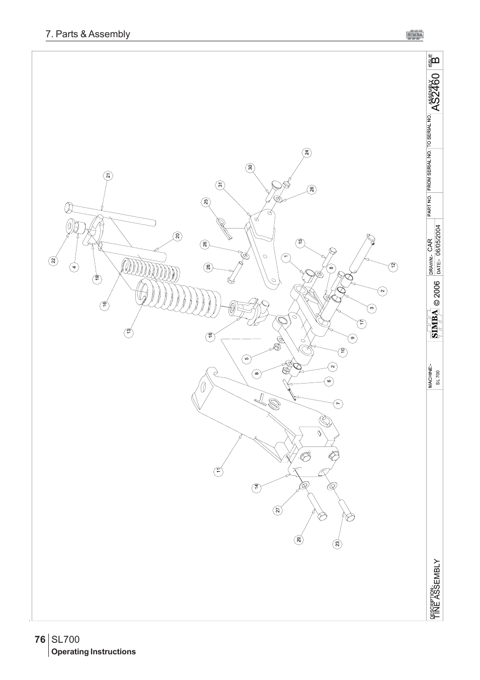 Bas2 46 0, Sl700, 76 7. parts & assembly | Great Plains SL700 Assembly 2009 Instructions User Manual | Page 40 / 114
