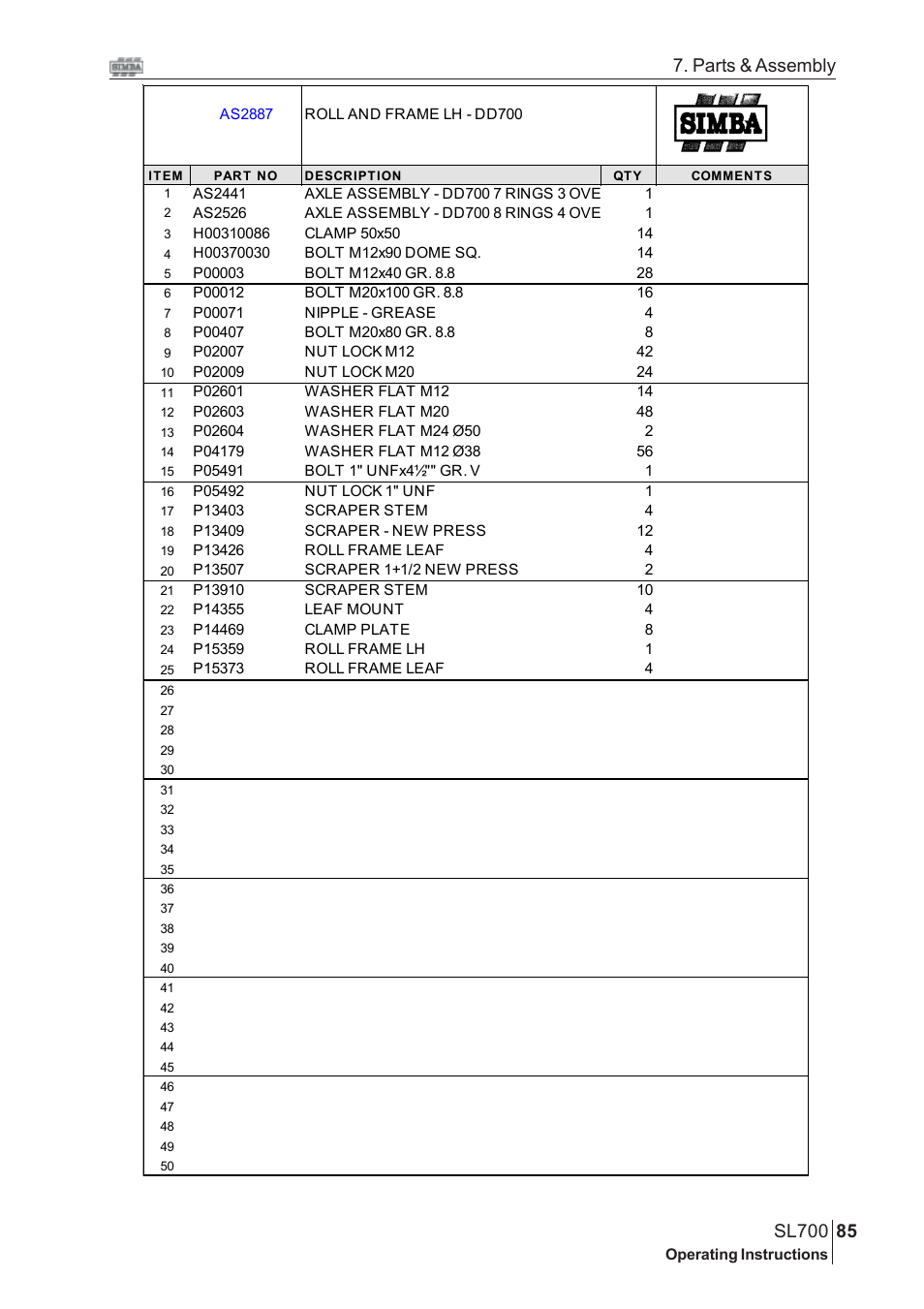 Parts & assembly | Great Plains SL700 Assembly 2009 Instructions User Manual | Page 49 / 114