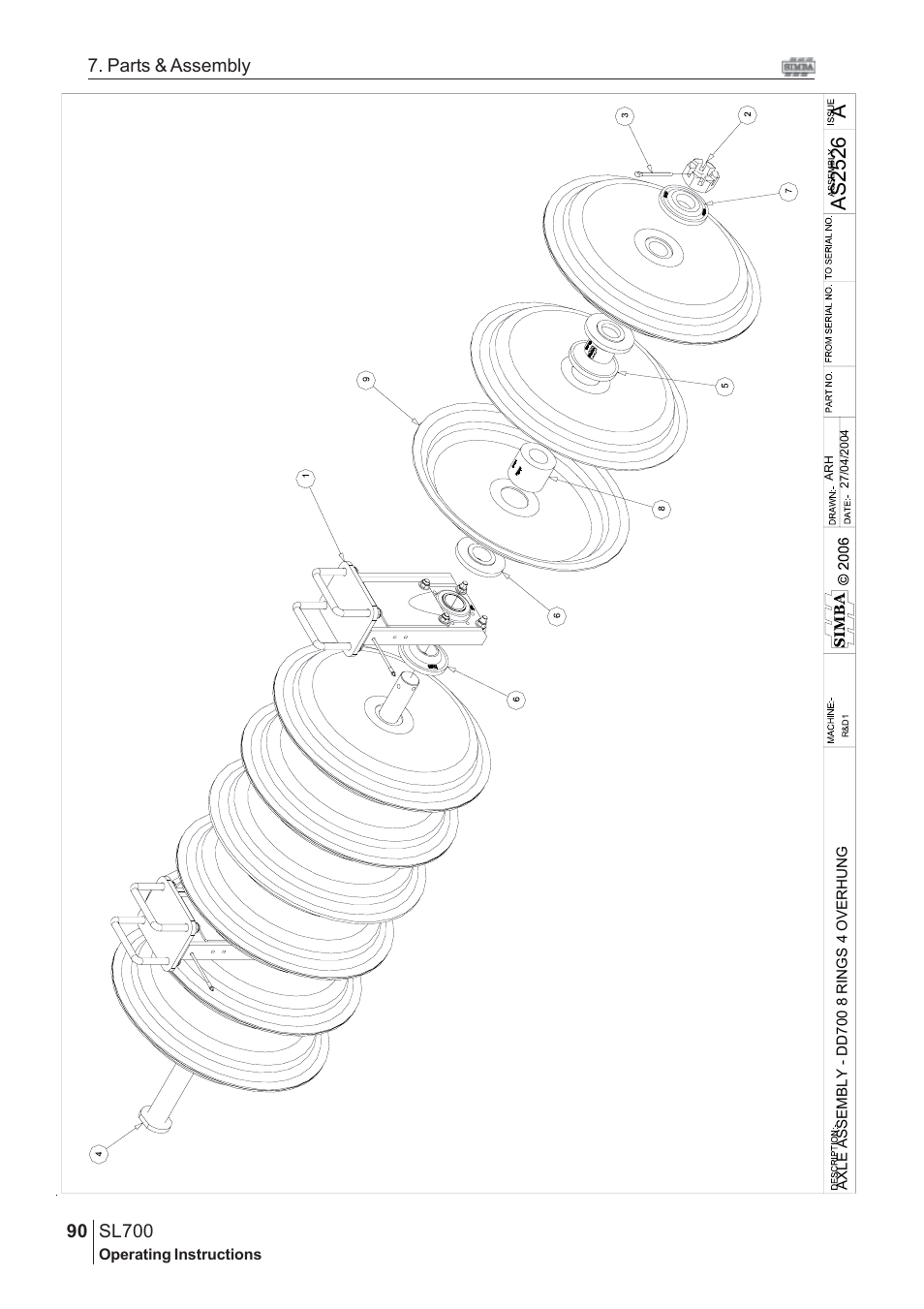 Aas 2526, Sl700, 90 7. parts & assembly | Great Plains SL700 Assembly 2009 Instructions User Manual | Page 54 / 114