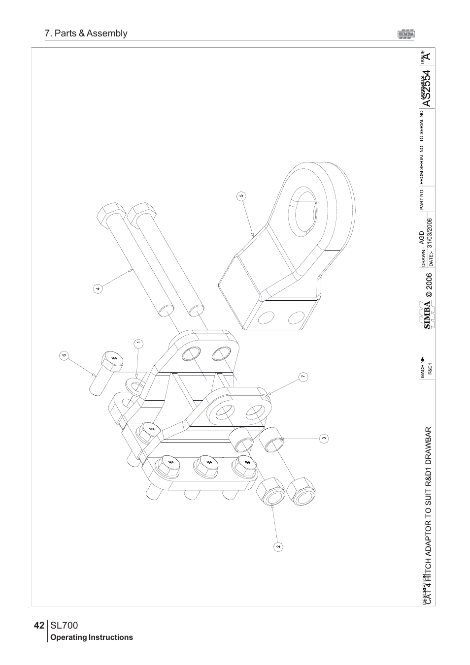 Aas 2554, Sl700, 42 7. parts & assembly | Great Plains SL700 Assembly 2009 Instructions User Manual | Page 6 / 114