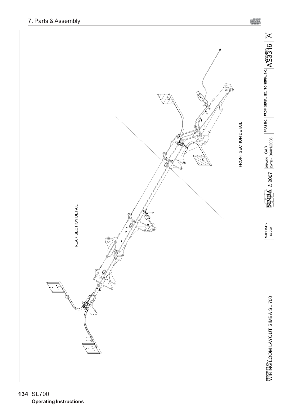 Aas 3316, Sl700, 134 7. parts & assembly | Great Plains SL700 Assembly 2009 Instructions User Manual | Page 98 / 114