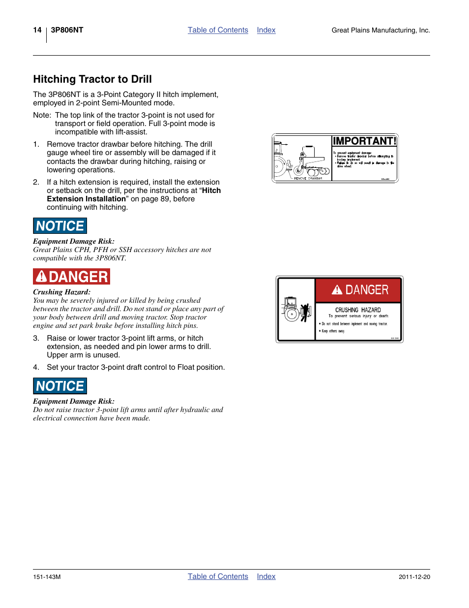 Hitching tractor to drill | Great Plains 3P806NT Operator Manual User Manual | Page 18 / 102