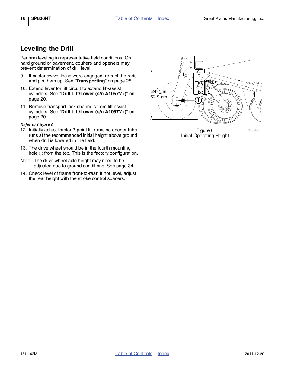 Leveling the drill | Great Plains 3P806NT Operator Manual User Manual | Page 20 / 102
