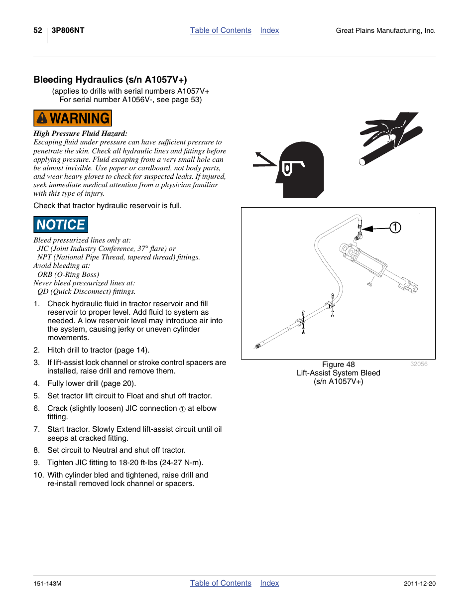 Bleeding hydraulics (s/n a1057v+) | Great Plains 3P806NT Operator Manual User Manual | Page 56 / 102