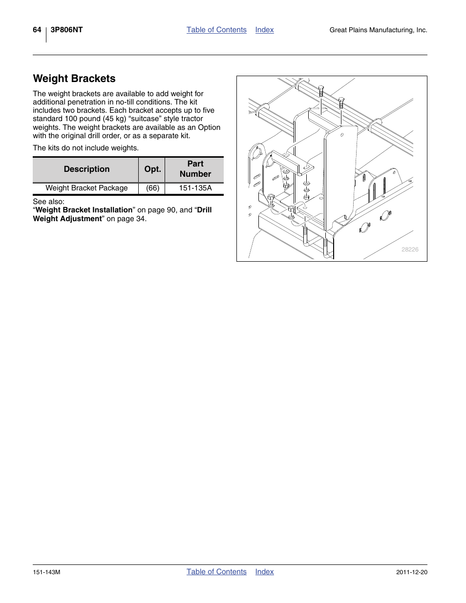 Weight brackets | Great Plains 3P806NT Operator Manual User Manual | Page 68 / 102