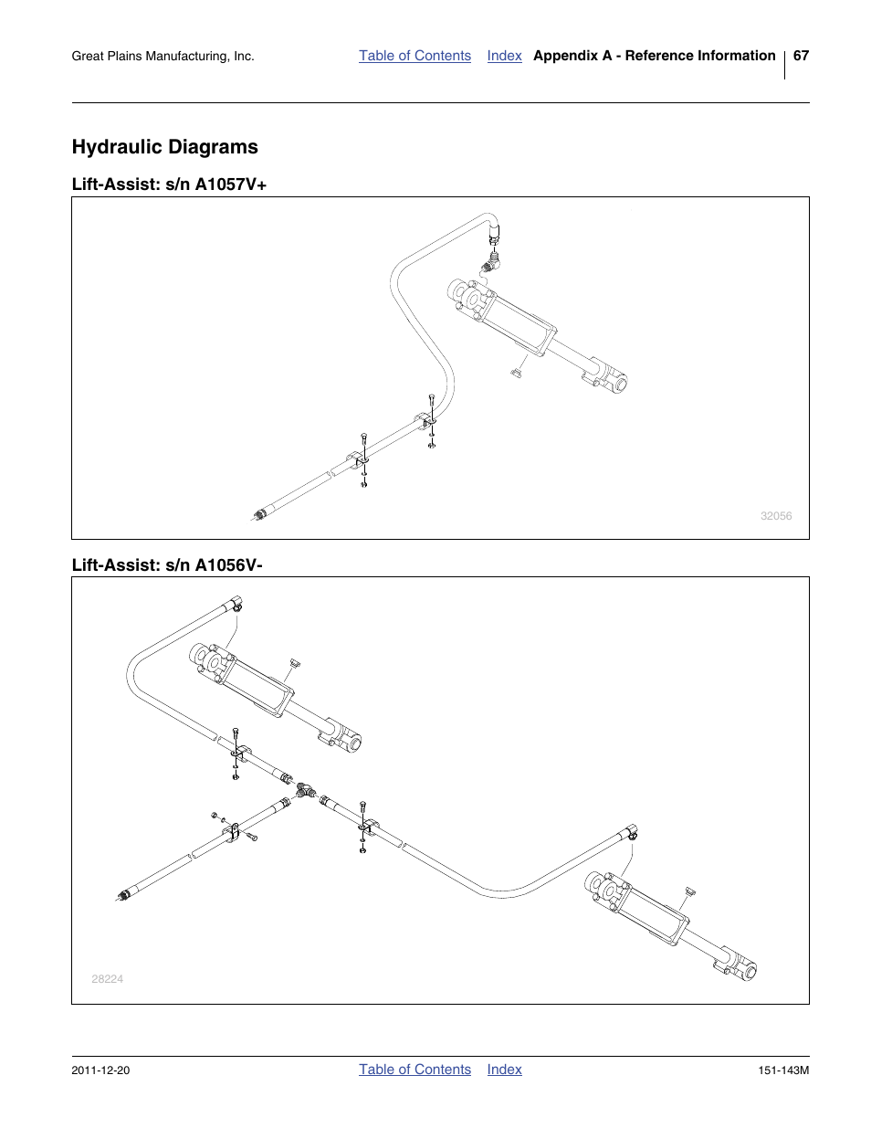 Hydraulic diagrams, Lift-assist: s/n a1057v, Lift-assist: s/n a1056v | Great Plains 3P806NT Operator Manual User Manual | Page 71 / 102