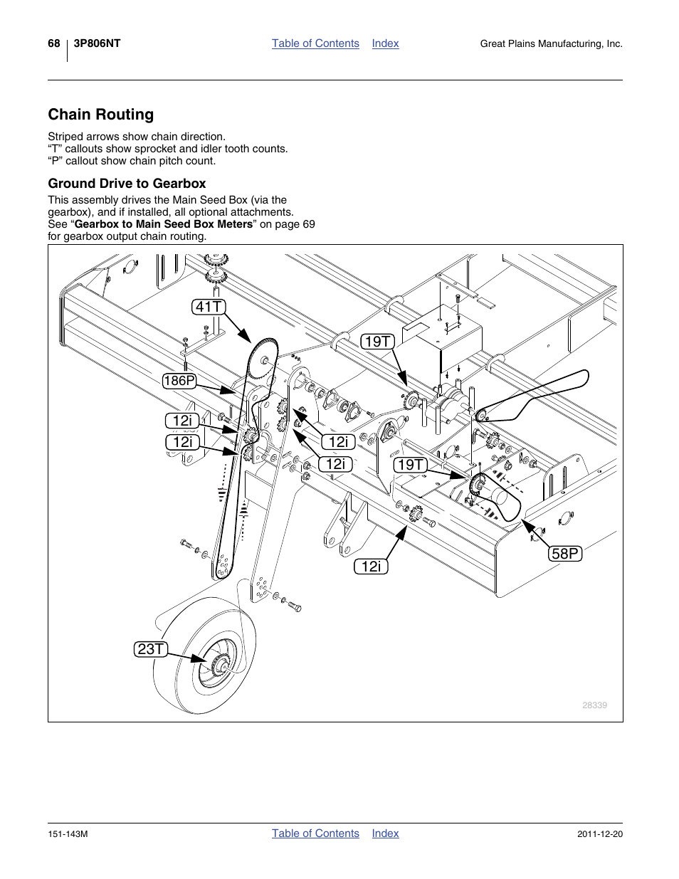 Chain routing, Ground drive to gearbox | Great Plains 3P806NT Operator Manual User Manual | Page 72 / 102