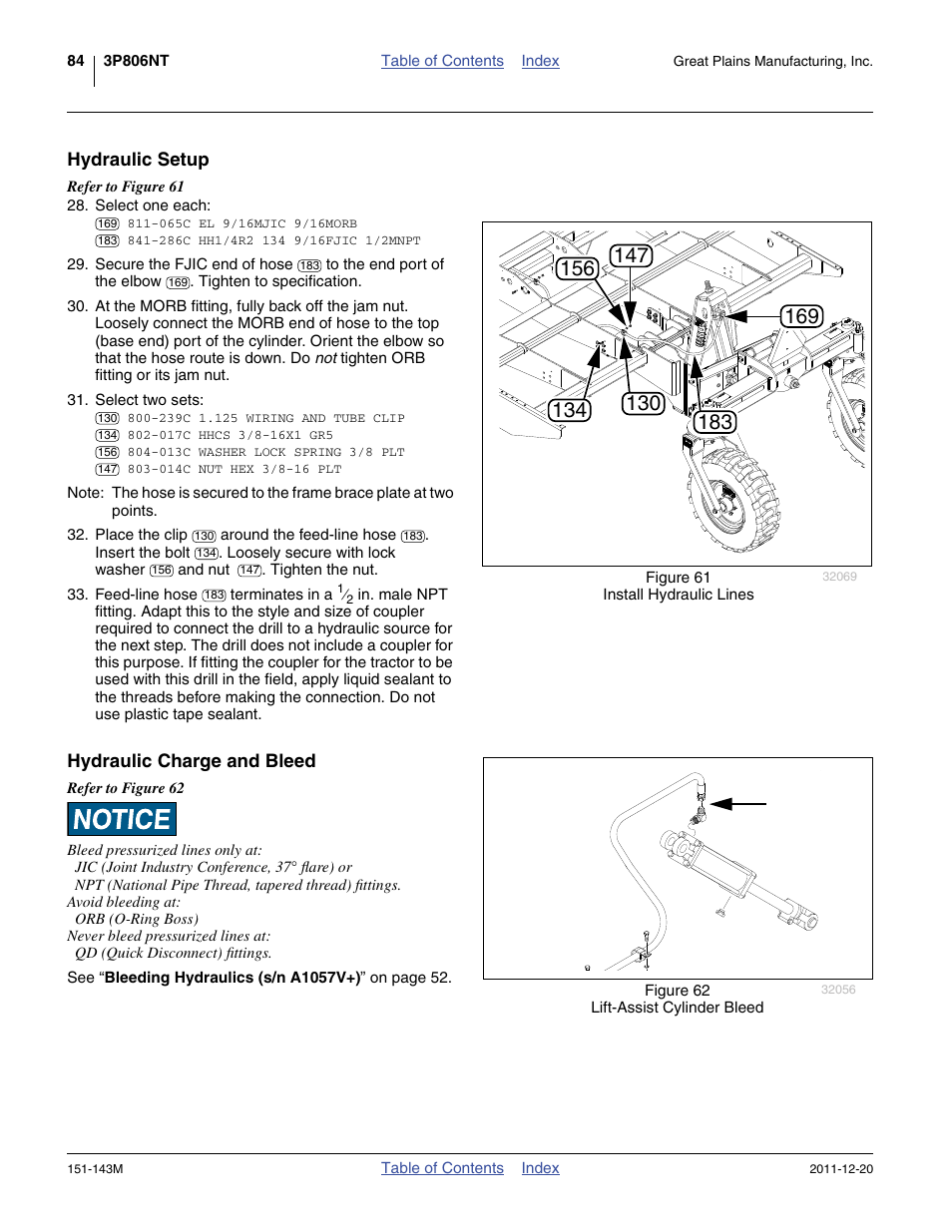 Hydraulic setup, Hydraulic charge and bleed | Great Plains 3P806NT Operator Manual User Manual | Page 88 / 102