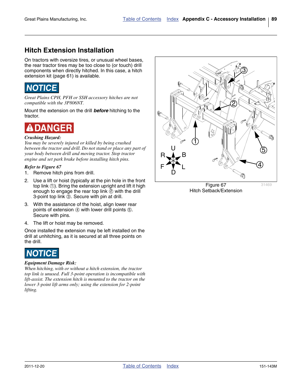 Hitch extension installation | Great Plains 3P806NT Operator Manual User Manual | Page 93 / 102