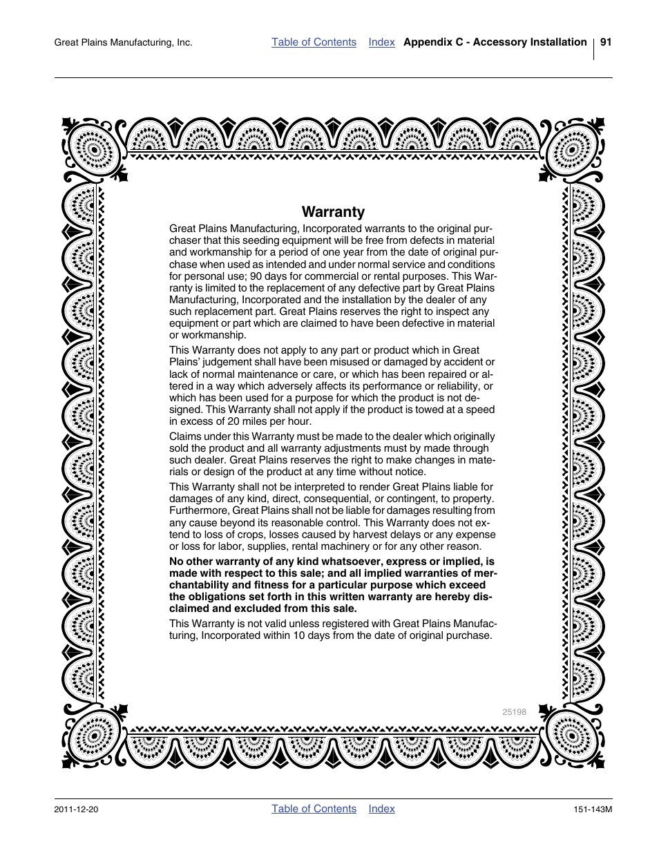 Warranty | Great Plains 3P806NT Operator Manual User Manual | Page 95 / 102