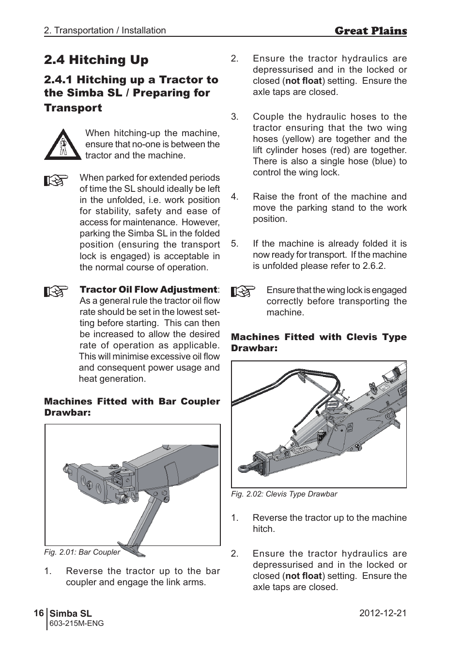 4 hitching up | Great Plains SL600 Operator Manual User Manual | Page 16 / 36