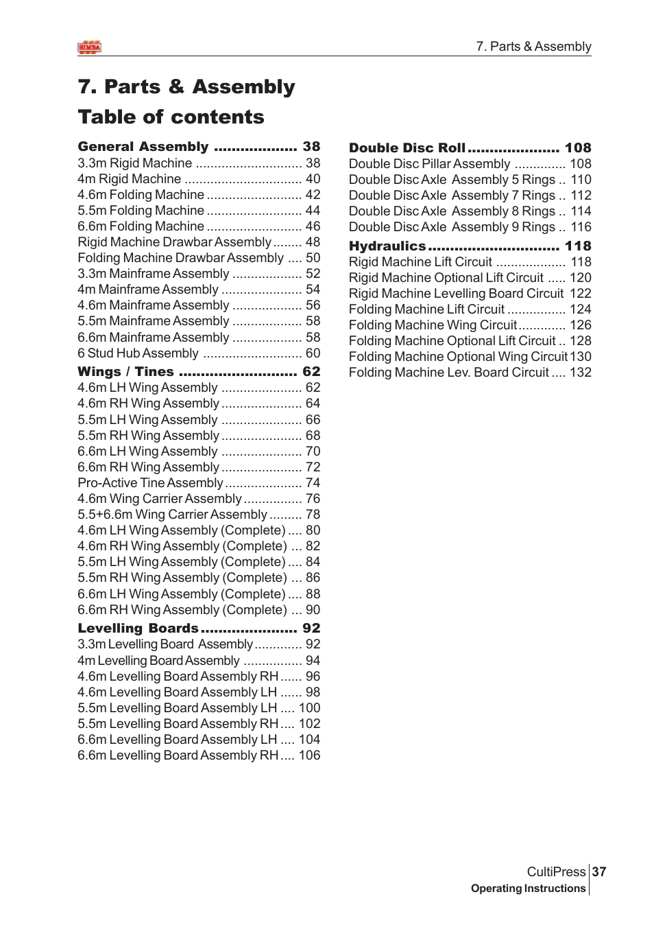 Great Plains Simba Culti Press 2004 Parts Manual User Manual | 98 pages