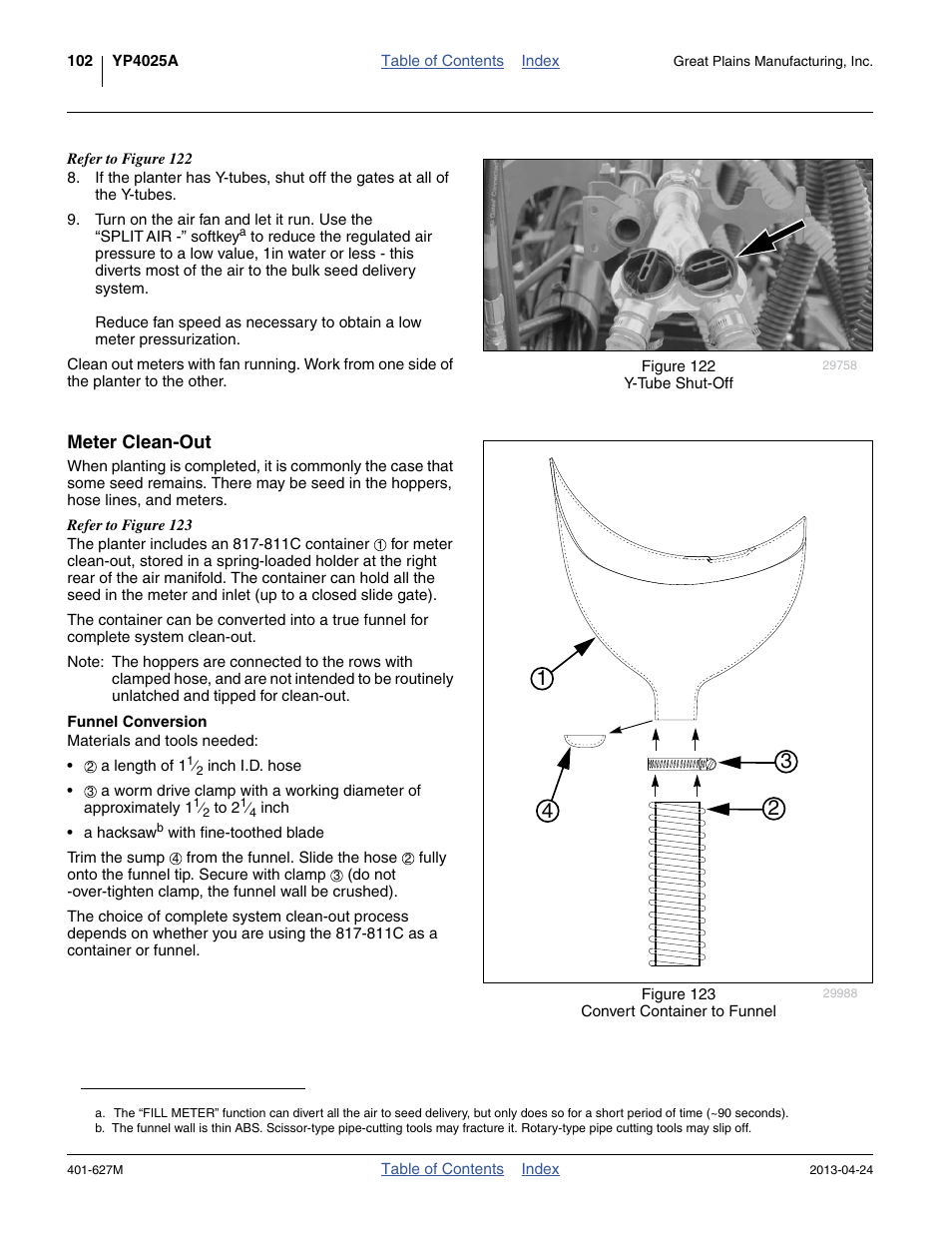 Meter clean-out, Funnel conversion | Great Plains YP4025A Operator Manual User Manual | Page 106 / 190