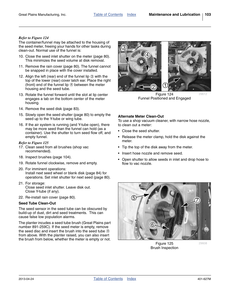 Alternate meter clean-out, Seed tube clean-out, Alternate meter clean-out seed tube clean-out | Great Plains YP4025A Operator Manual User Manual | Page 107 / 190