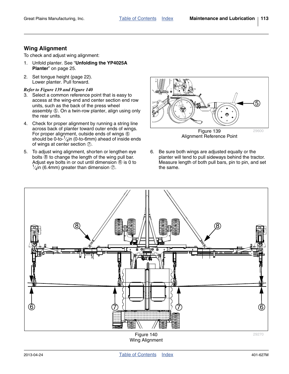 Wing alignment | Great Plains YP4025A Operator Manual User Manual | Page 117 / 190