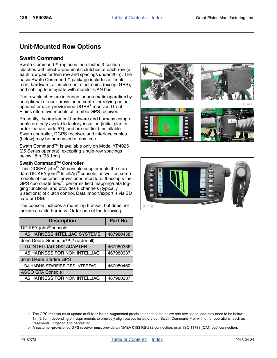 Unit-mounted row options, Swath command, Swath command™ controller | Great Plains YP4025A Operator Manual User Manual | Page 142 / 190