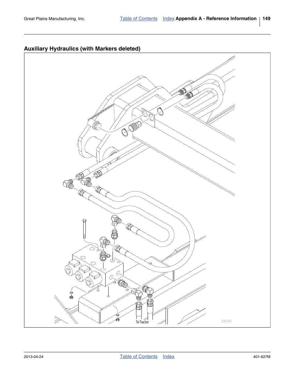 Auxiliary hydraulics (with markers deleted) | Great Plains YP4025A Operator Manual User Manual | Page 153 / 190