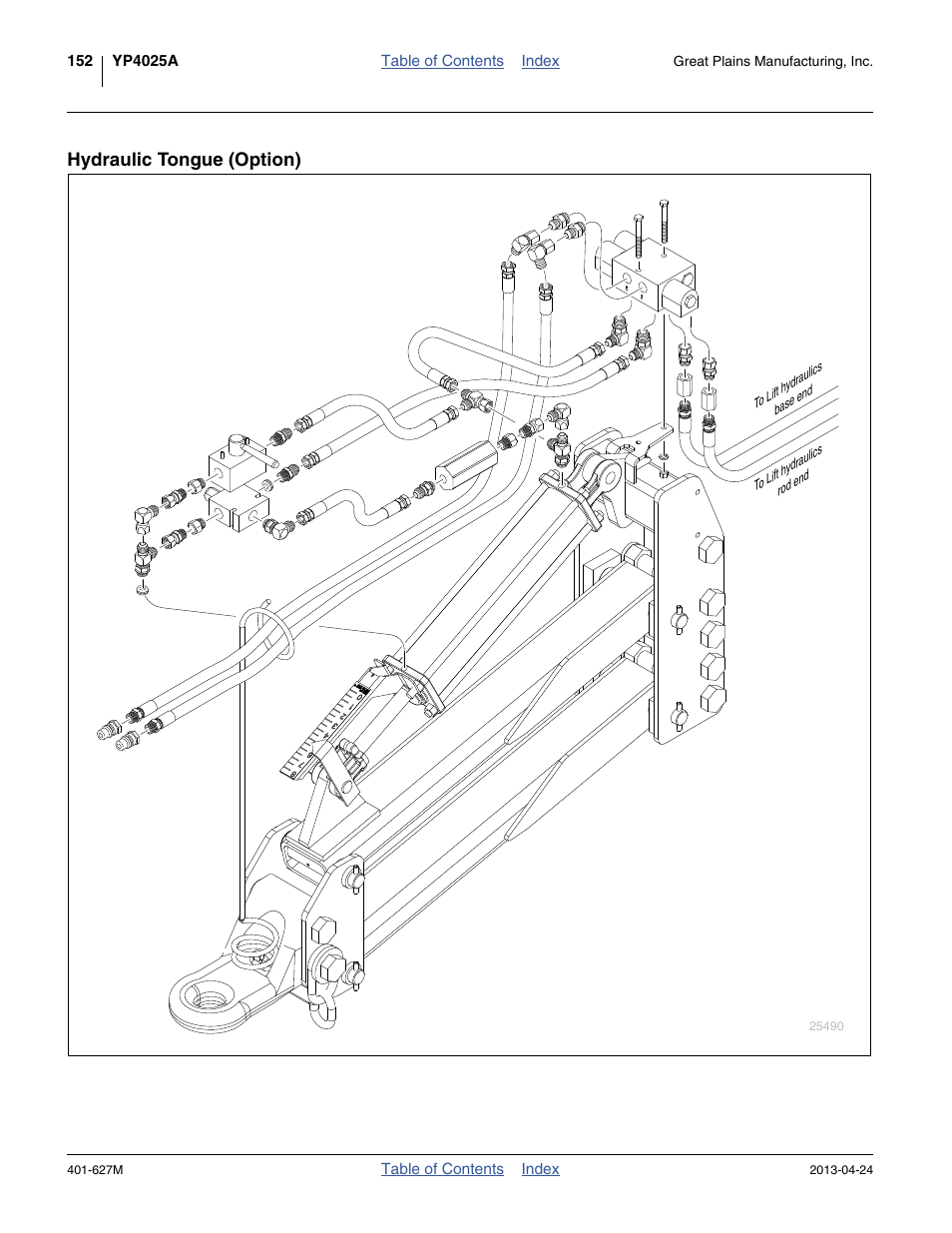 Hydraulic tongue (option) | Great Plains YP4025A Operator Manual User Manual | Page 156 / 190