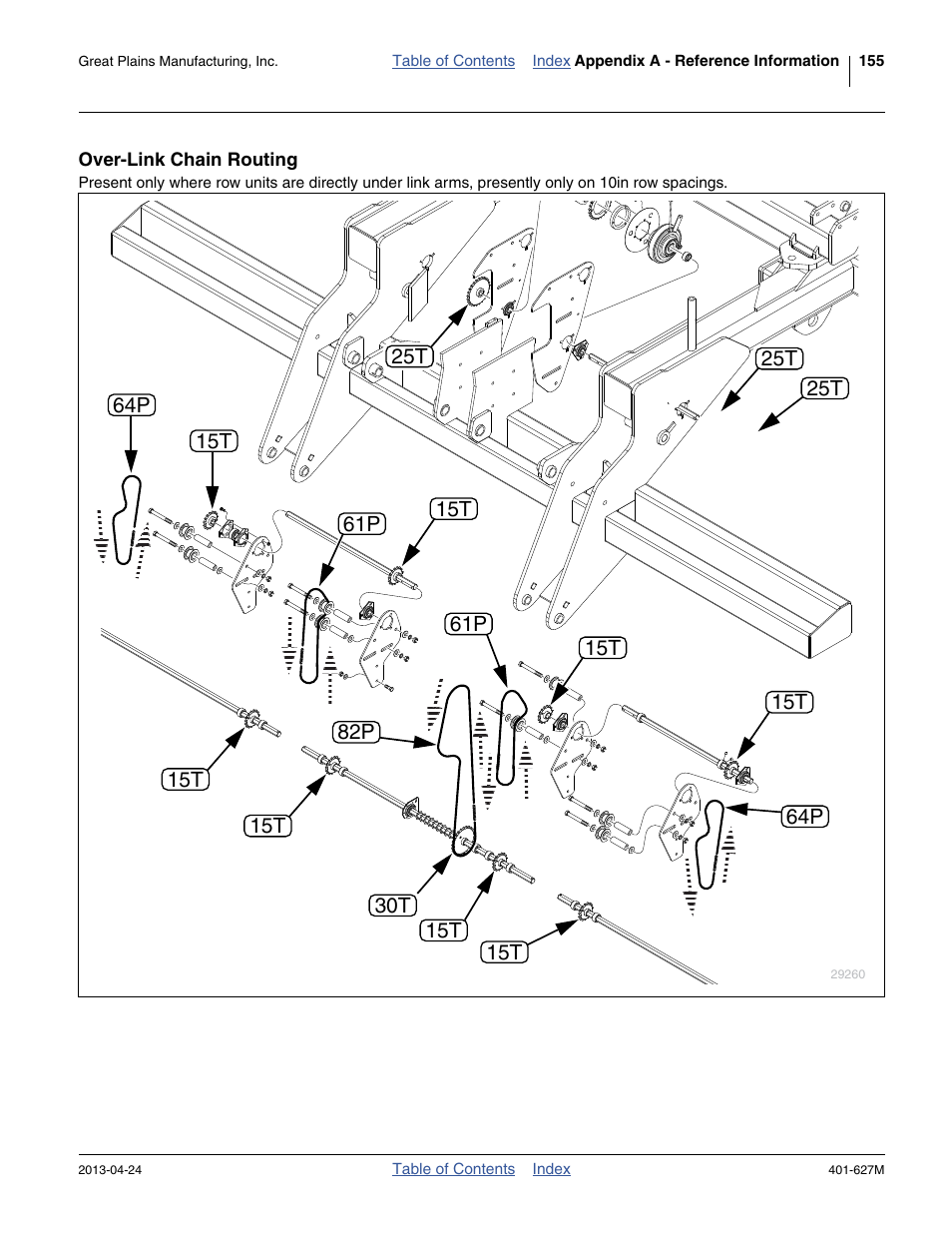 Over-link chain routing | Great Plains YP4025A Operator Manual User Manual | Page 159 / 190