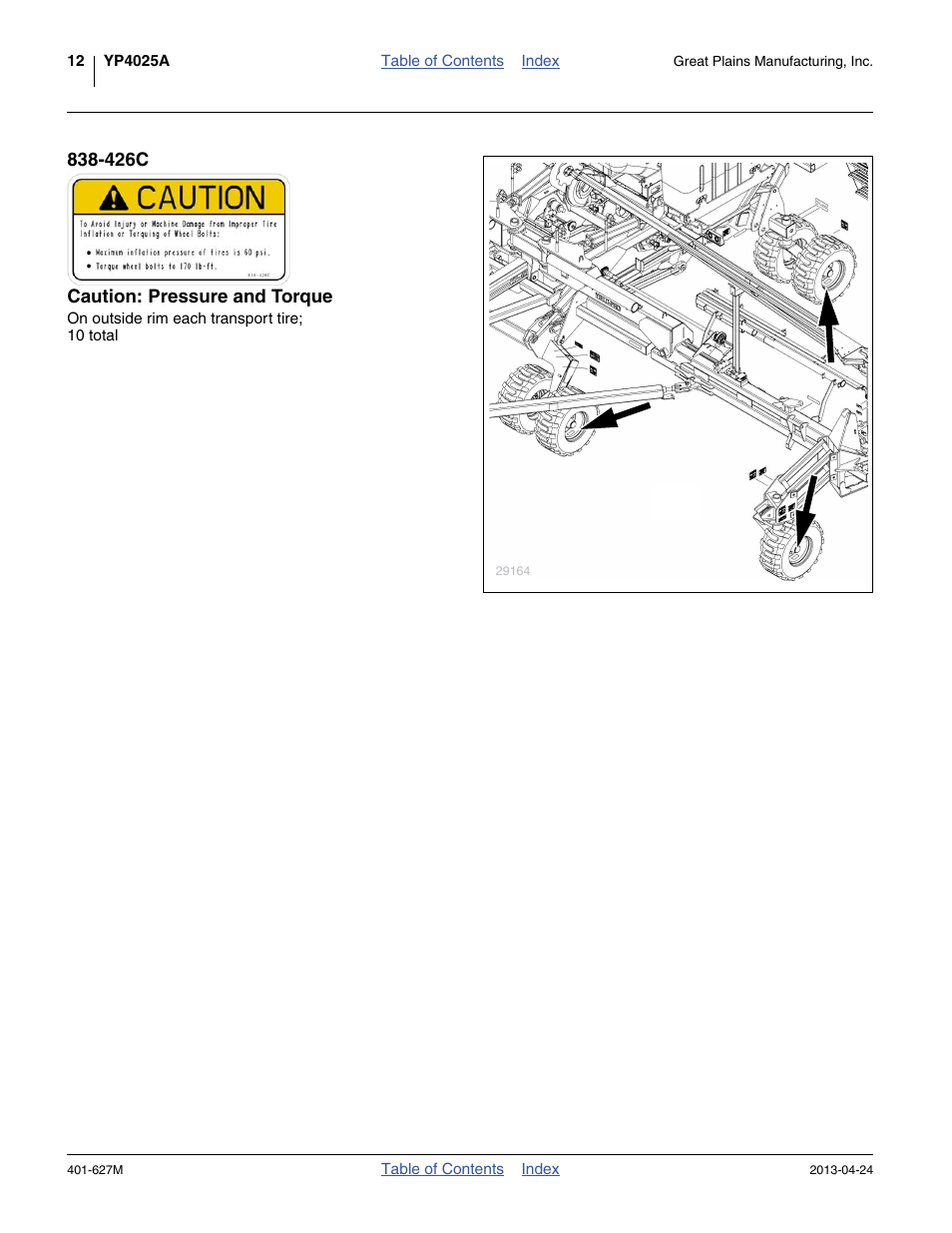 426c caution: pressure and torque | Great Plains YP4025A Operator Manual User Manual | Page 16 / 190