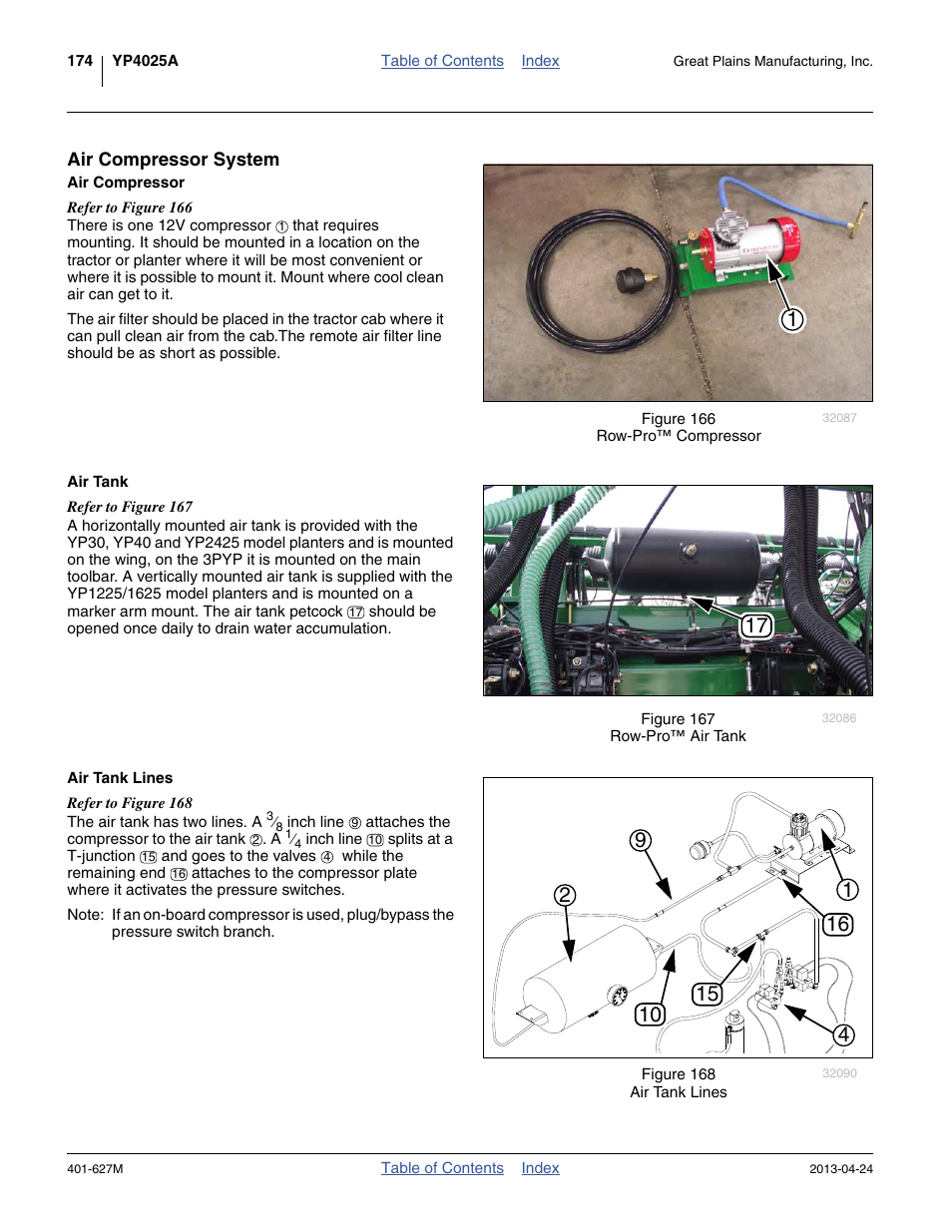 Air compressor system, Air compressor, Air tank | Great Plains YP4025A Operator Manual User Manual | Page 178 / 190