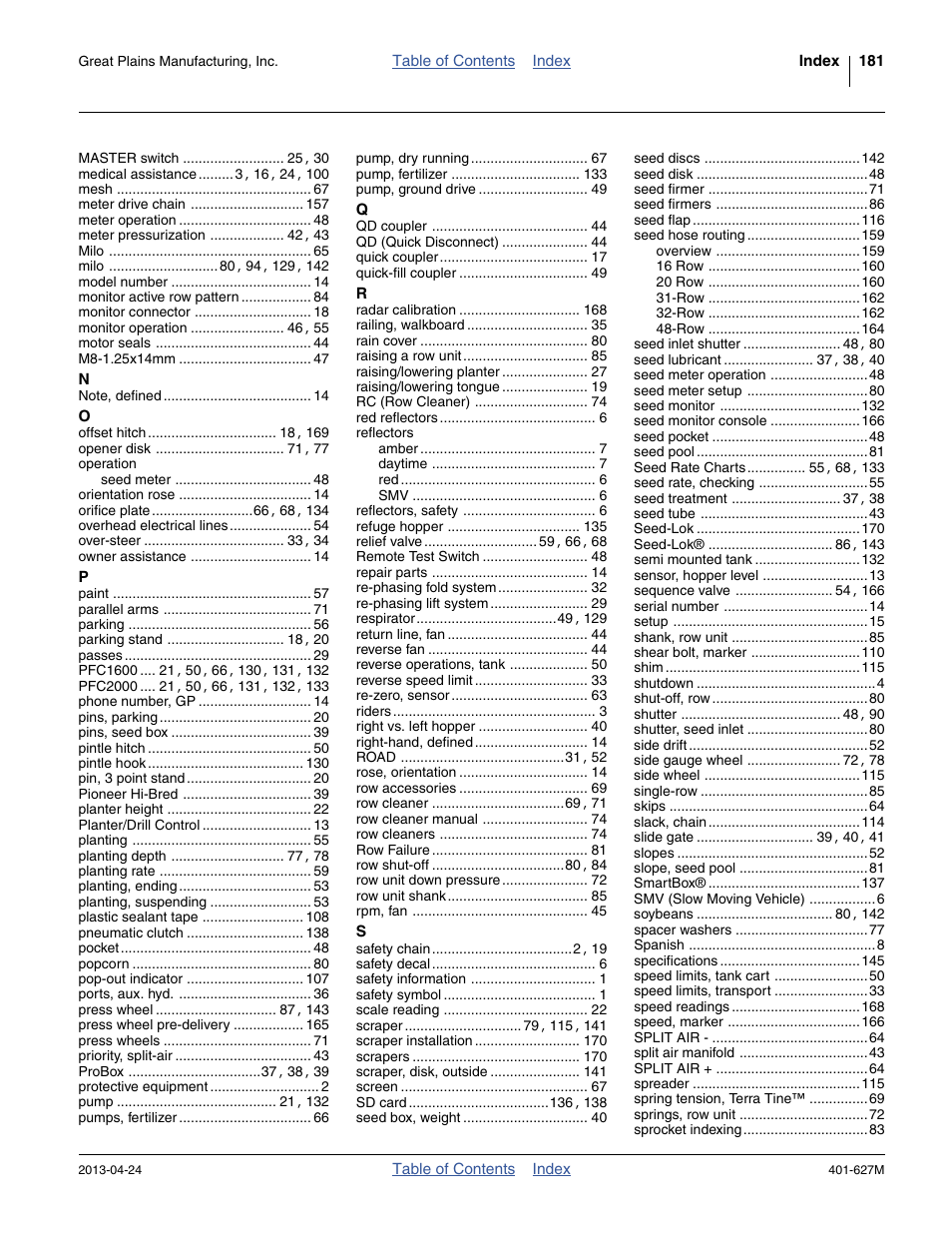 Great Plains YP4025A Operator Manual User Manual | Page 185 / 190