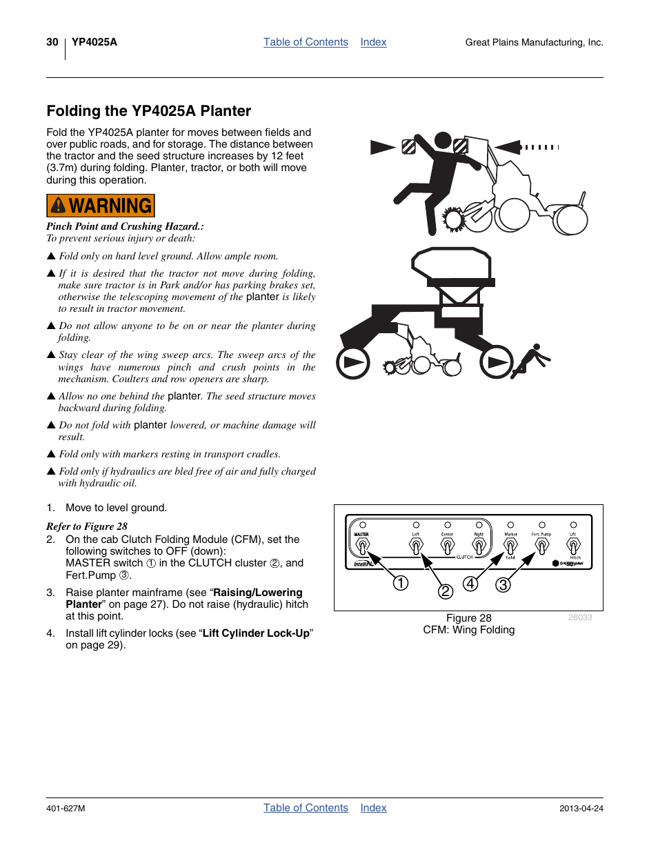 Folding the yp4025a planter | Great Plains YP4025A Operator Manual User Manual | Page 34 / 190