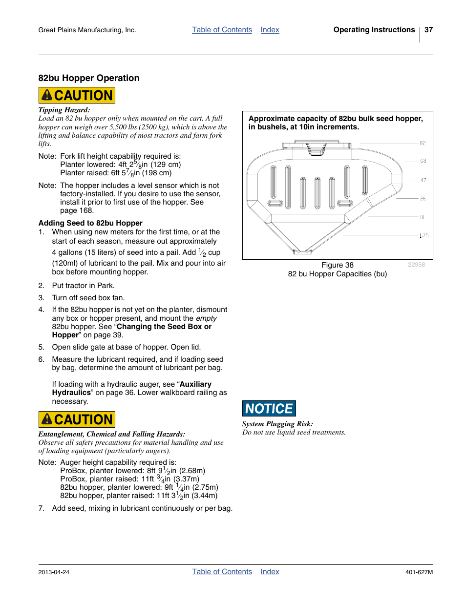 82bu hopper operation, Adding seed to 82bu hopper | Great Plains YP4025A Operator Manual User Manual | Page 41 / 190