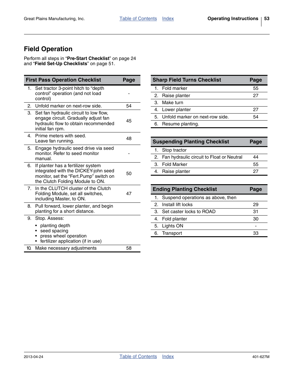 Field operation | Great Plains YP4025A Operator Manual User Manual | Page 57 / 190